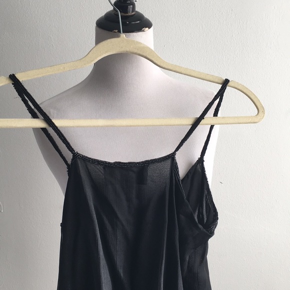 VTG Express black beaded trim v silk chiffon S - Picture 6 of 8